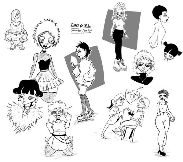 Emo Girl character designs